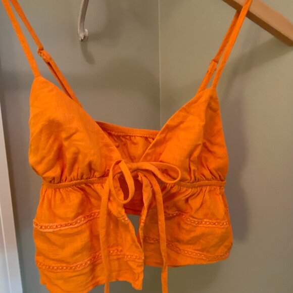 Shein Orange Tie-Front Halter Top - Size XS/2 - Picture 1 of 7